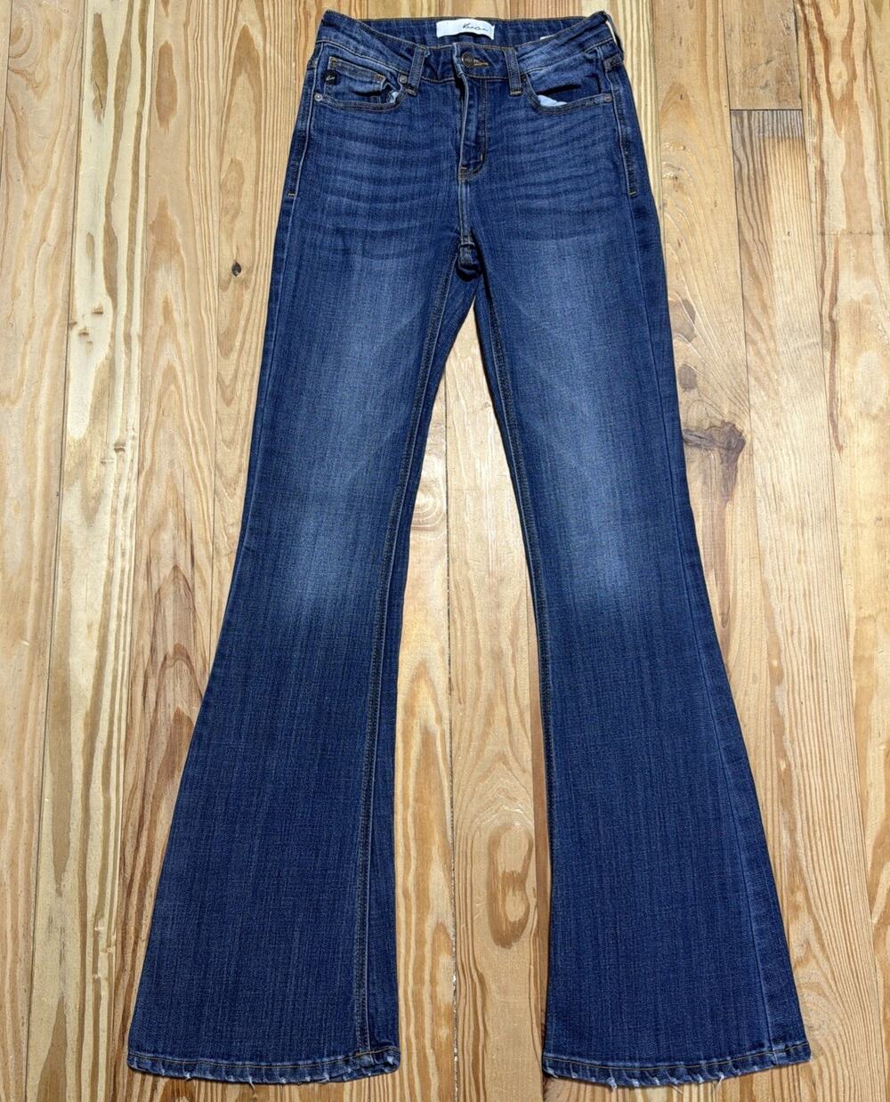 KanCan Mid-Rise Flare Leg Dark Blue Stretch Jeans 3/25x33